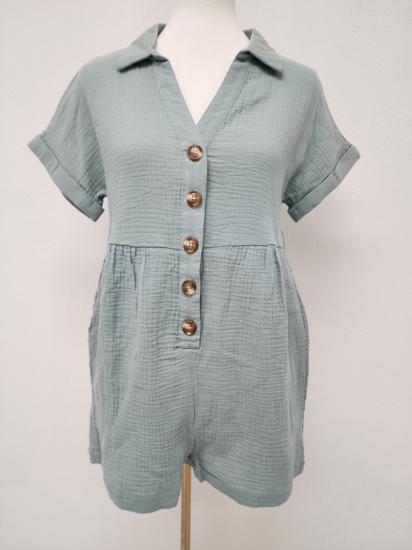 New In Button Down Romper