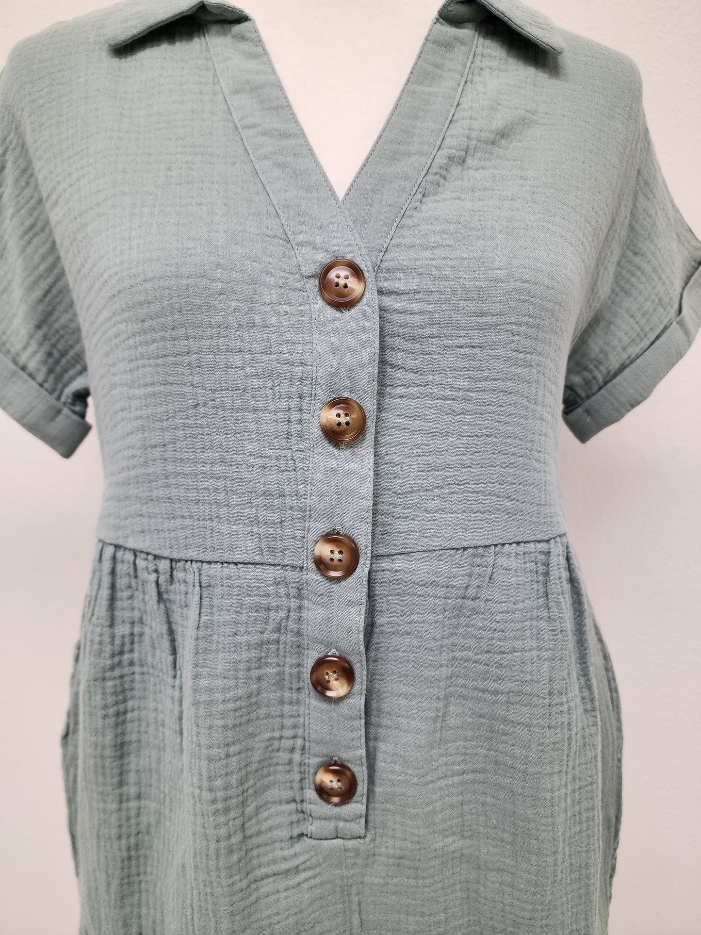 New In Button Down Romper