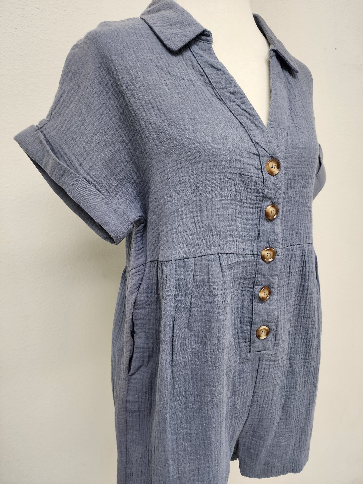 New In Button Down Romper