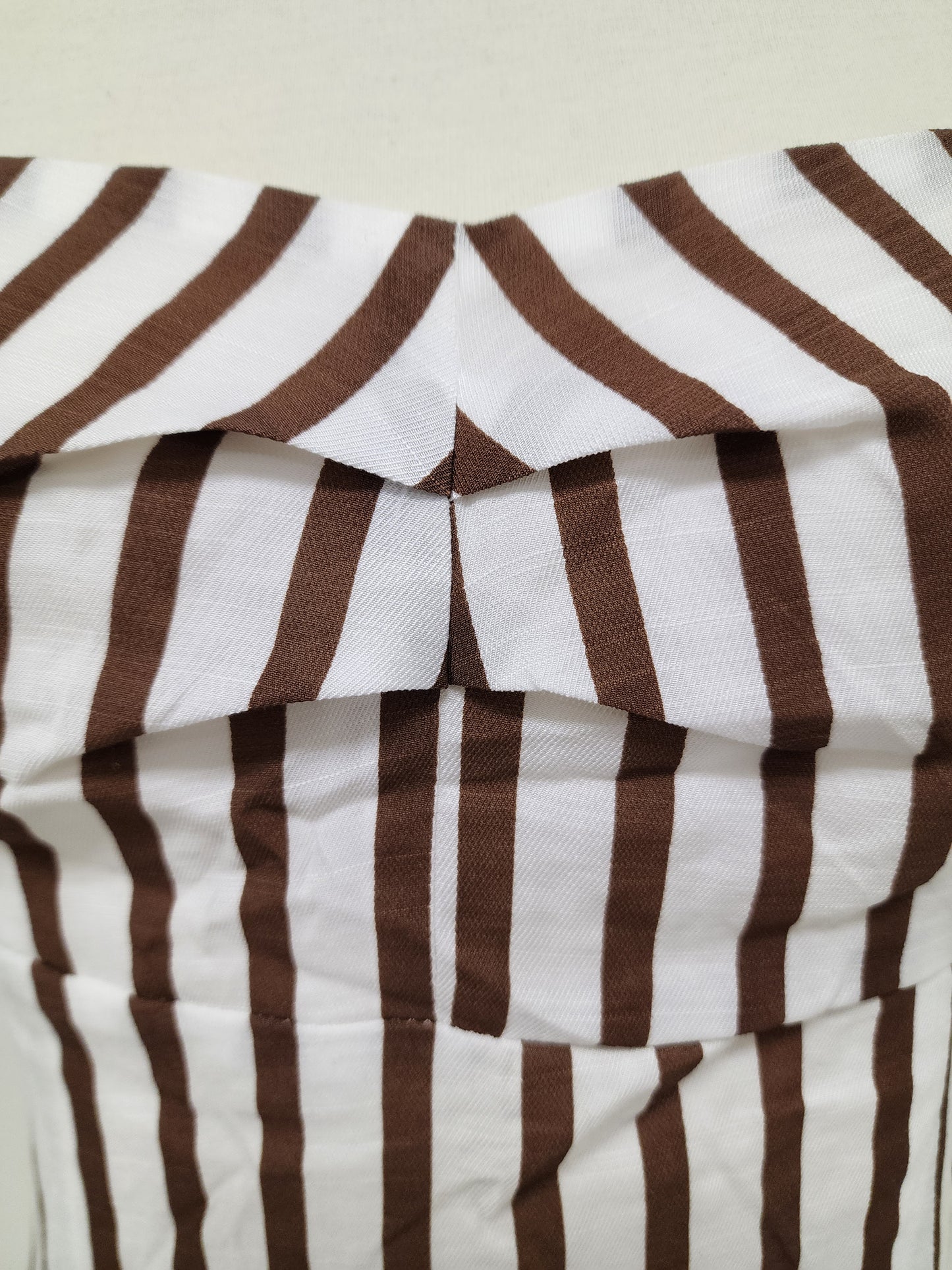 White-Brown Striped Mini Dress