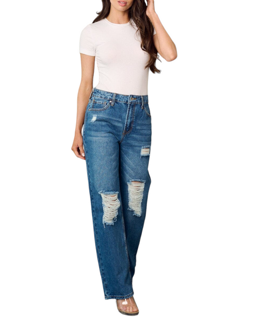 Distressed High Waist Jeans