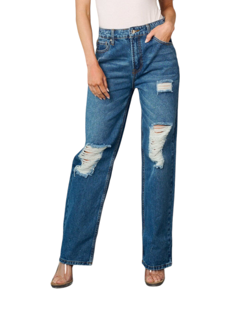 Distressed High Waist Jeans