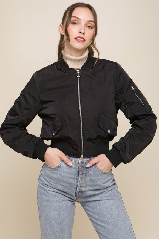 Zip Up Bomber Jacket